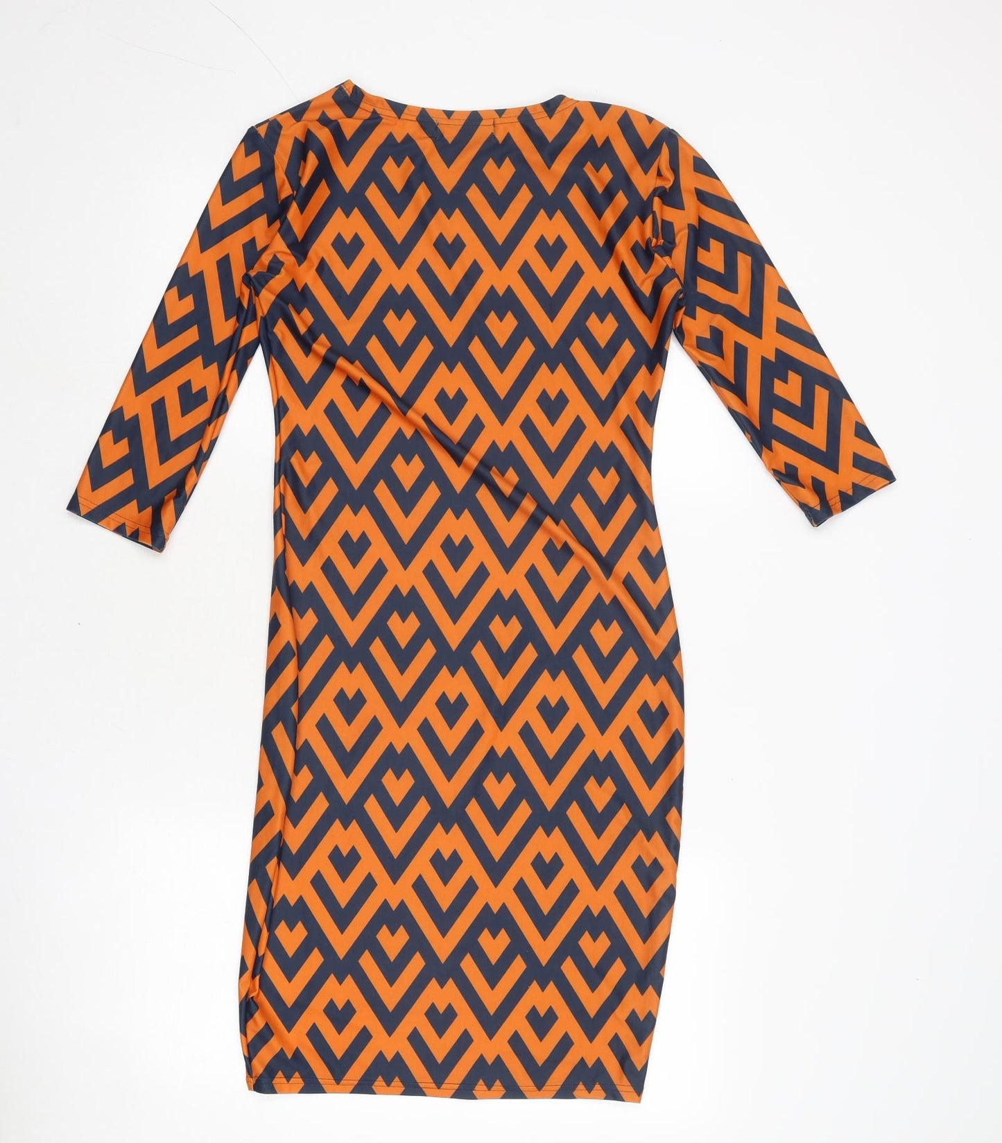 Ottilie Pop Womens Orange Geometric Polyester A-Line Size 10 Round Neck Pullover