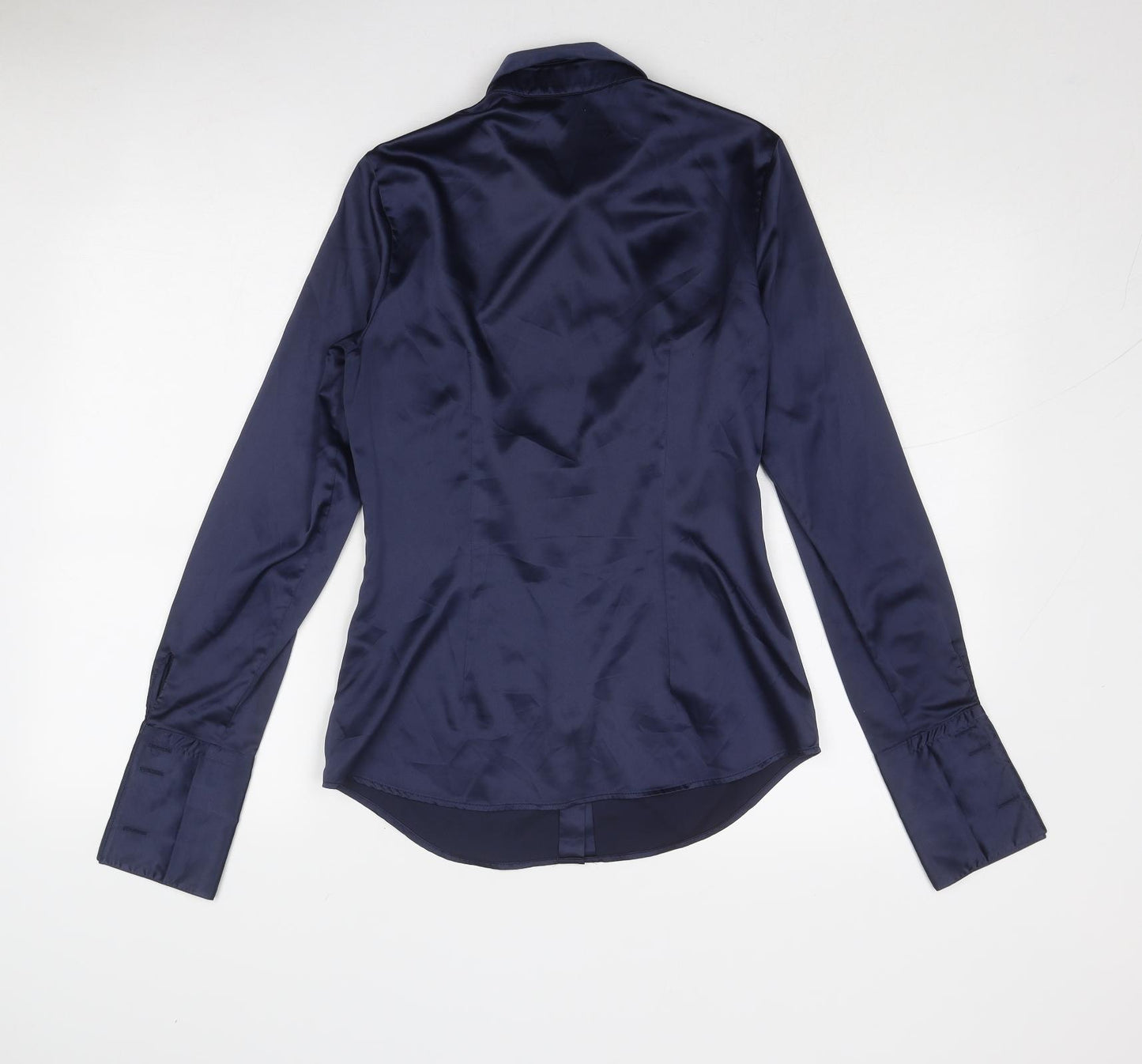 Hawes & Curtis Womens Blue Polyester Basic Button-Up Size 10 Collared