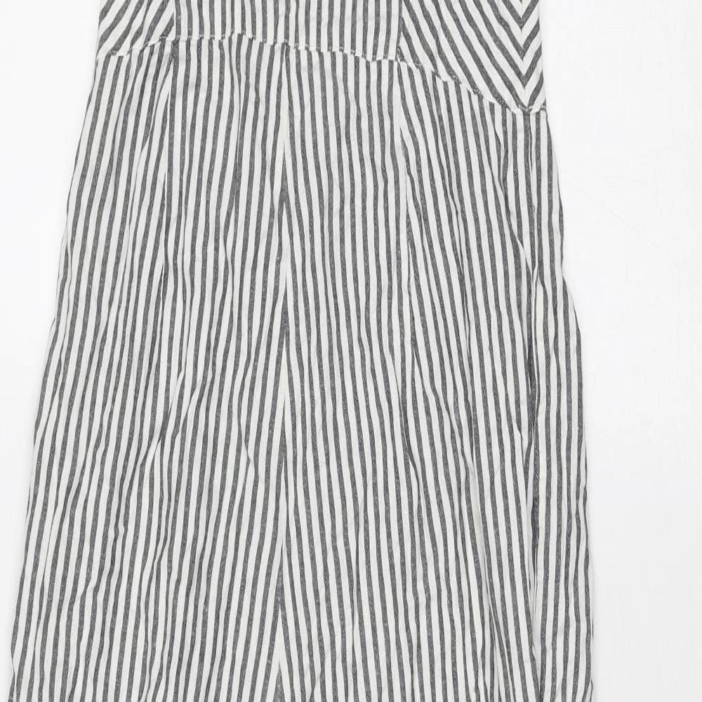 Stradivarius Womens Grey Striped Polyester Jumpsuit One-Piece Size M Zip