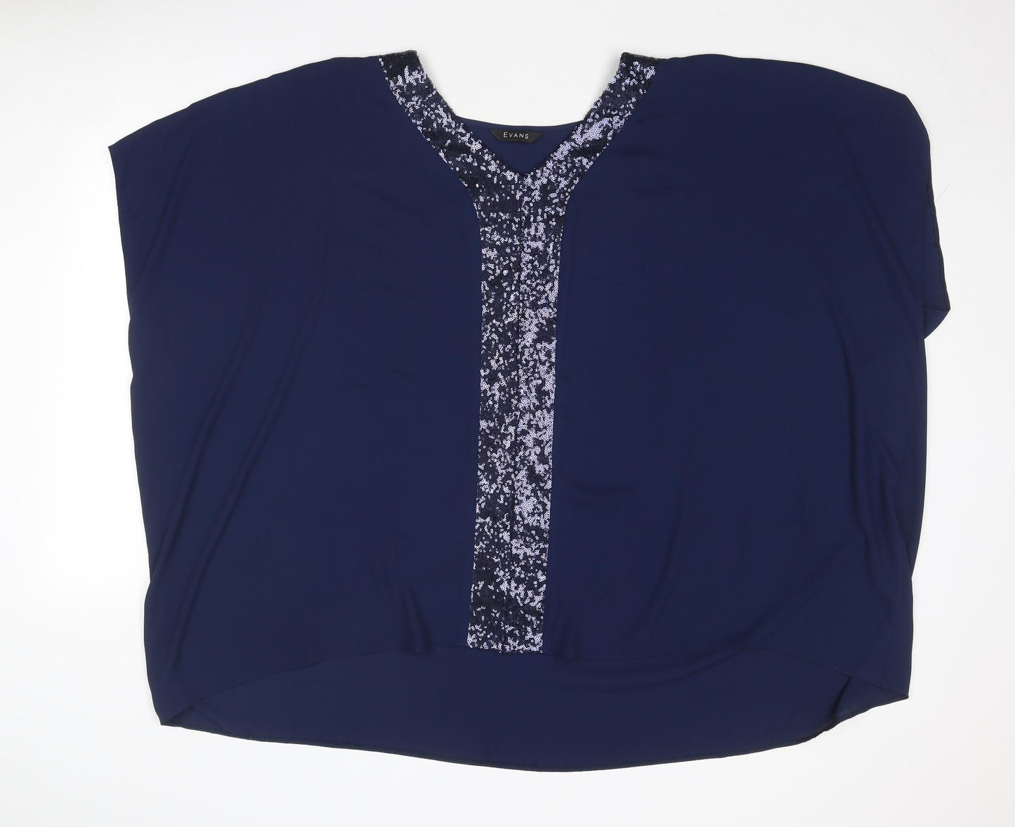 Evans Womens Blue Polyester Basic Blouse Size 22 V-Neck