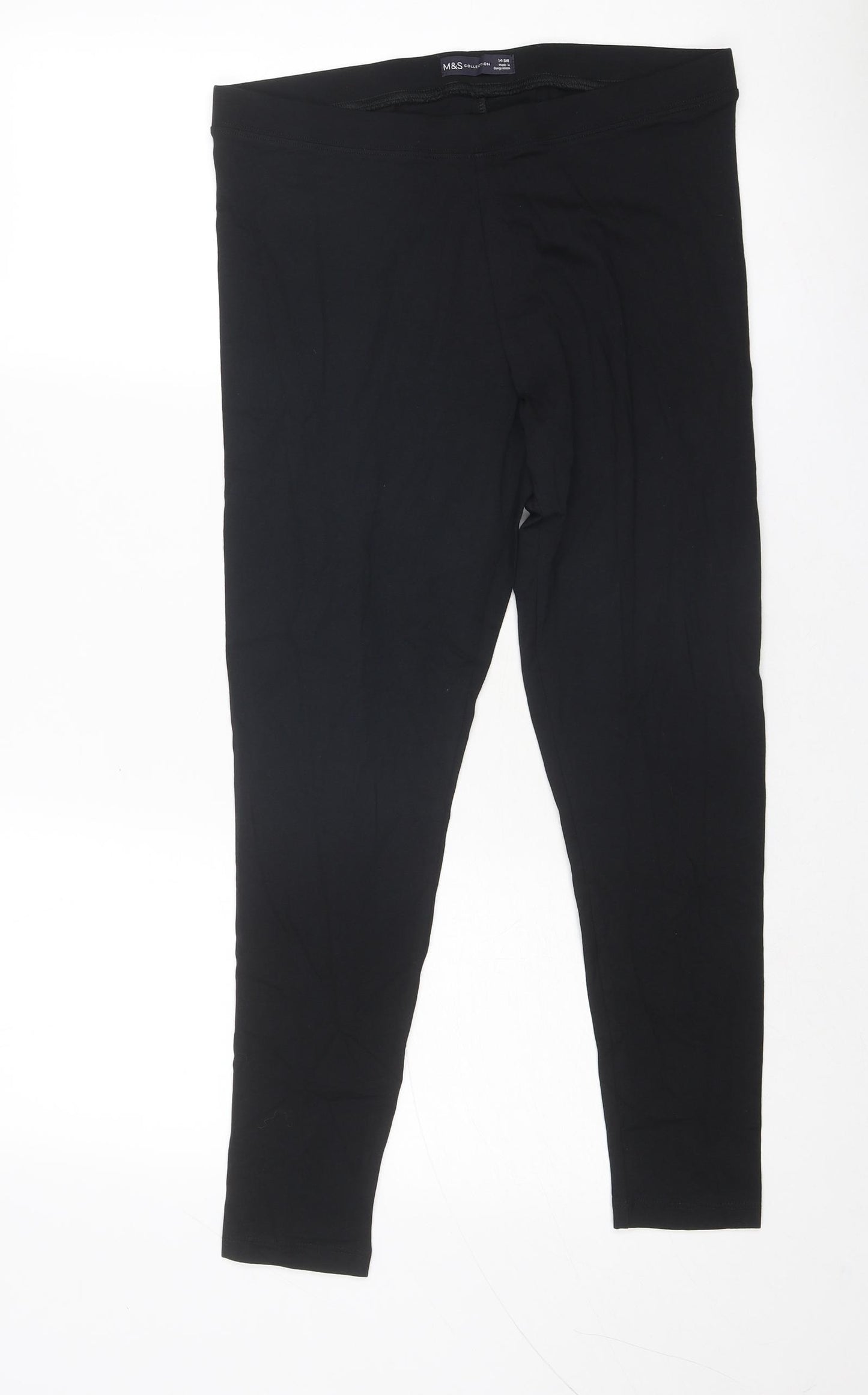 Marks and Spencer Womens Black Cotton Capri Leggings Size 14