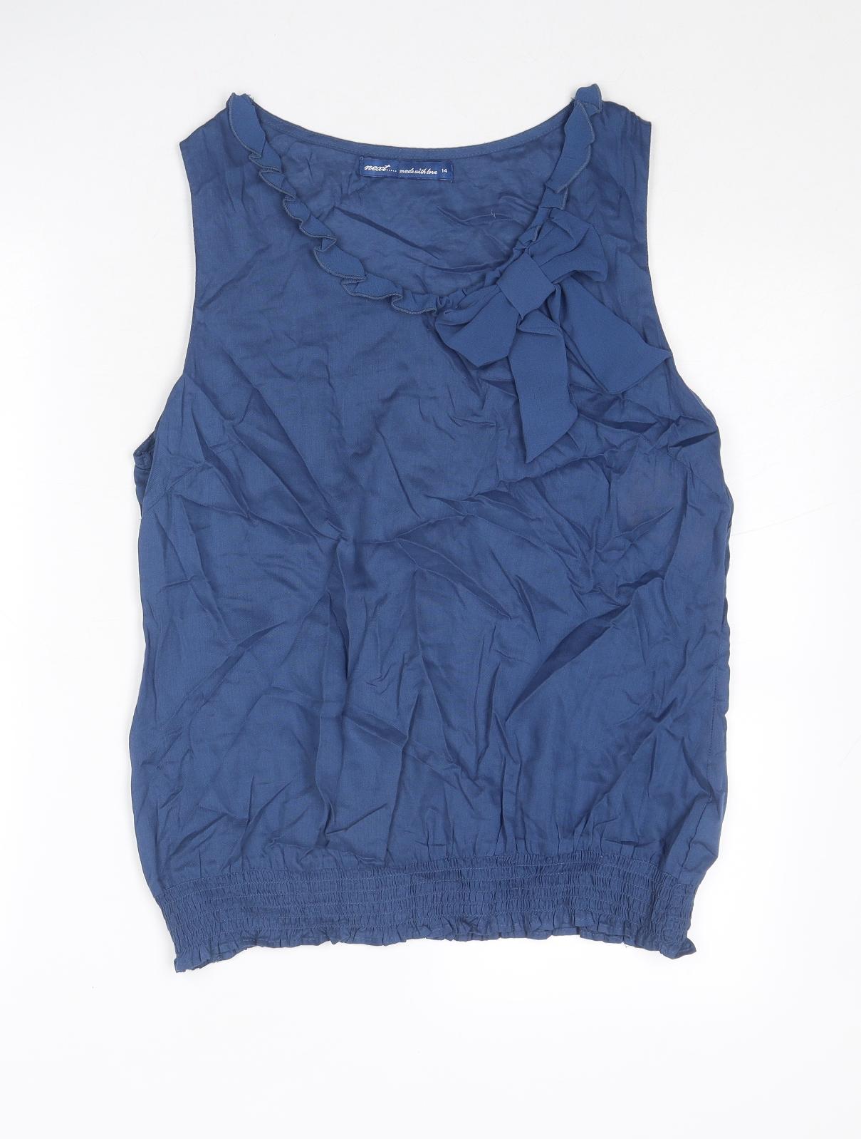 NEXT Womens Blue Viscose Basic Tank Size 14 Round Neck