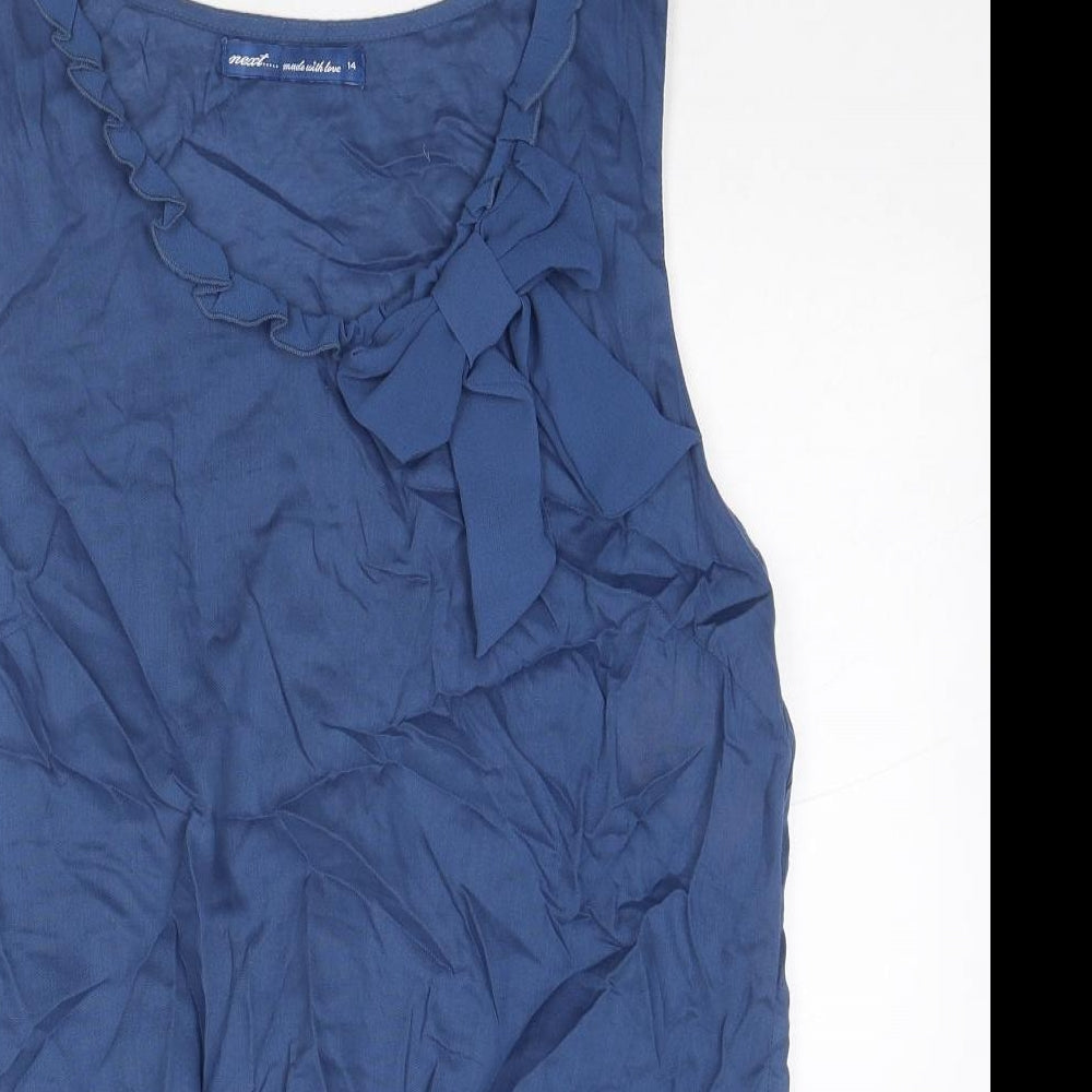 NEXT Womens Blue Viscose Basic Tank Size 14 Round Neck