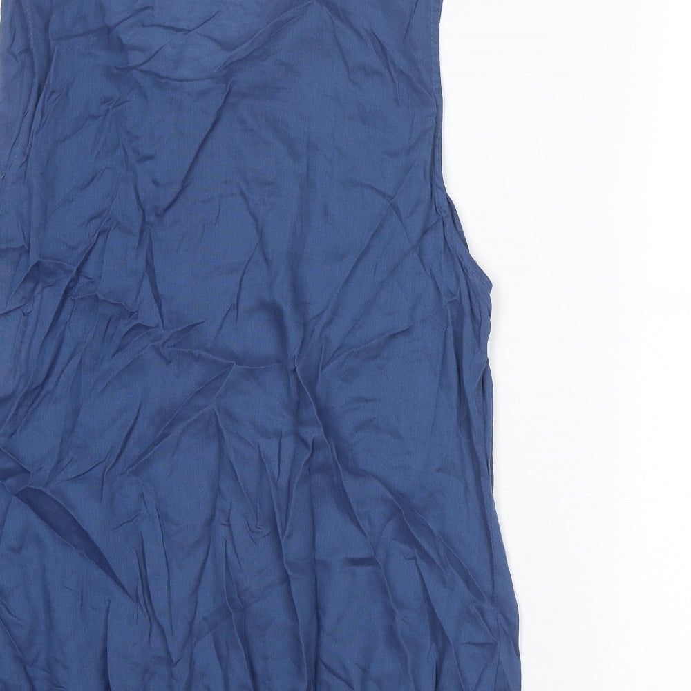 NEXT Womens Blue Viscose Basic Tank Size 14 Round Neck