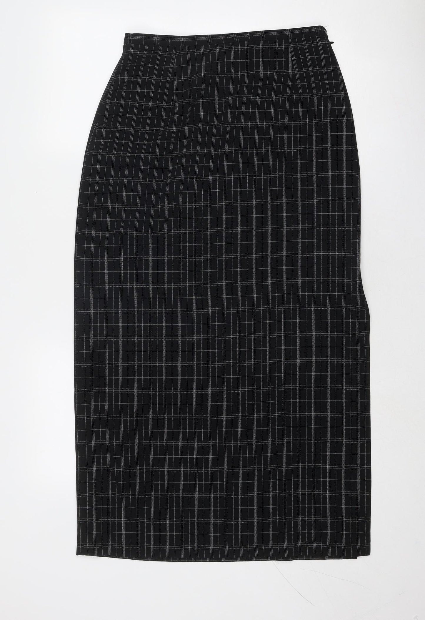 NEXT Womens Black Plaid Viscose A-Line Skirt Size 12 Zip