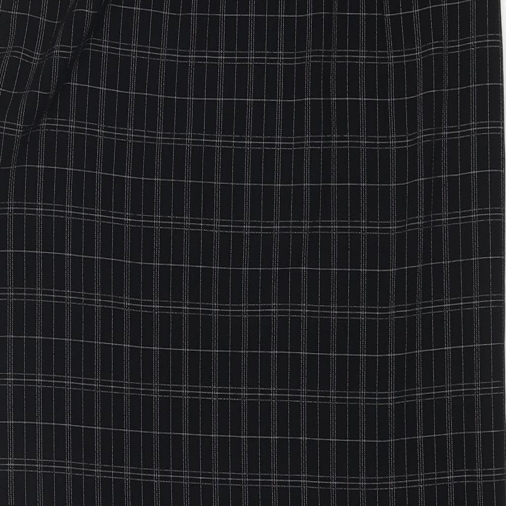 NEXT Womens Black Plaid Viscose A-Line Skirt Size 12 Zip