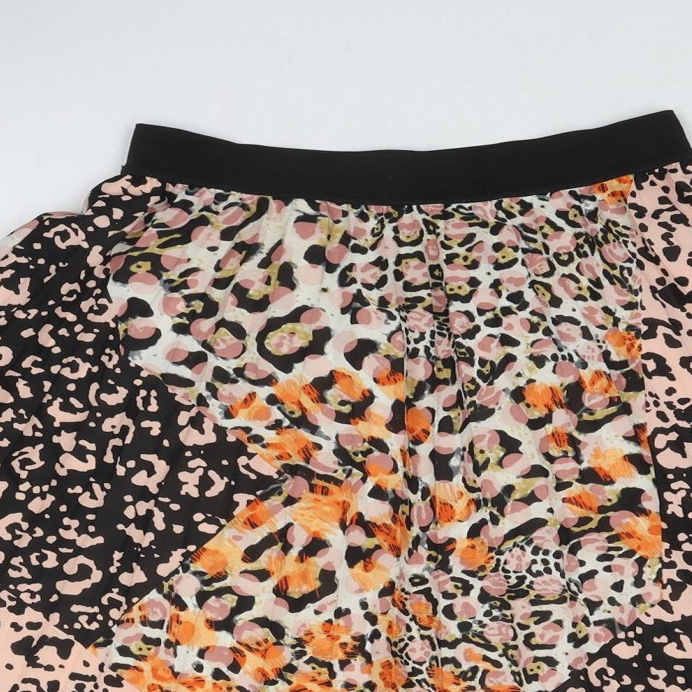 Marks and Spencer Womens Multicoloured Animal Print Polyester Swing Skirt Size 8 - Leopard Pattern