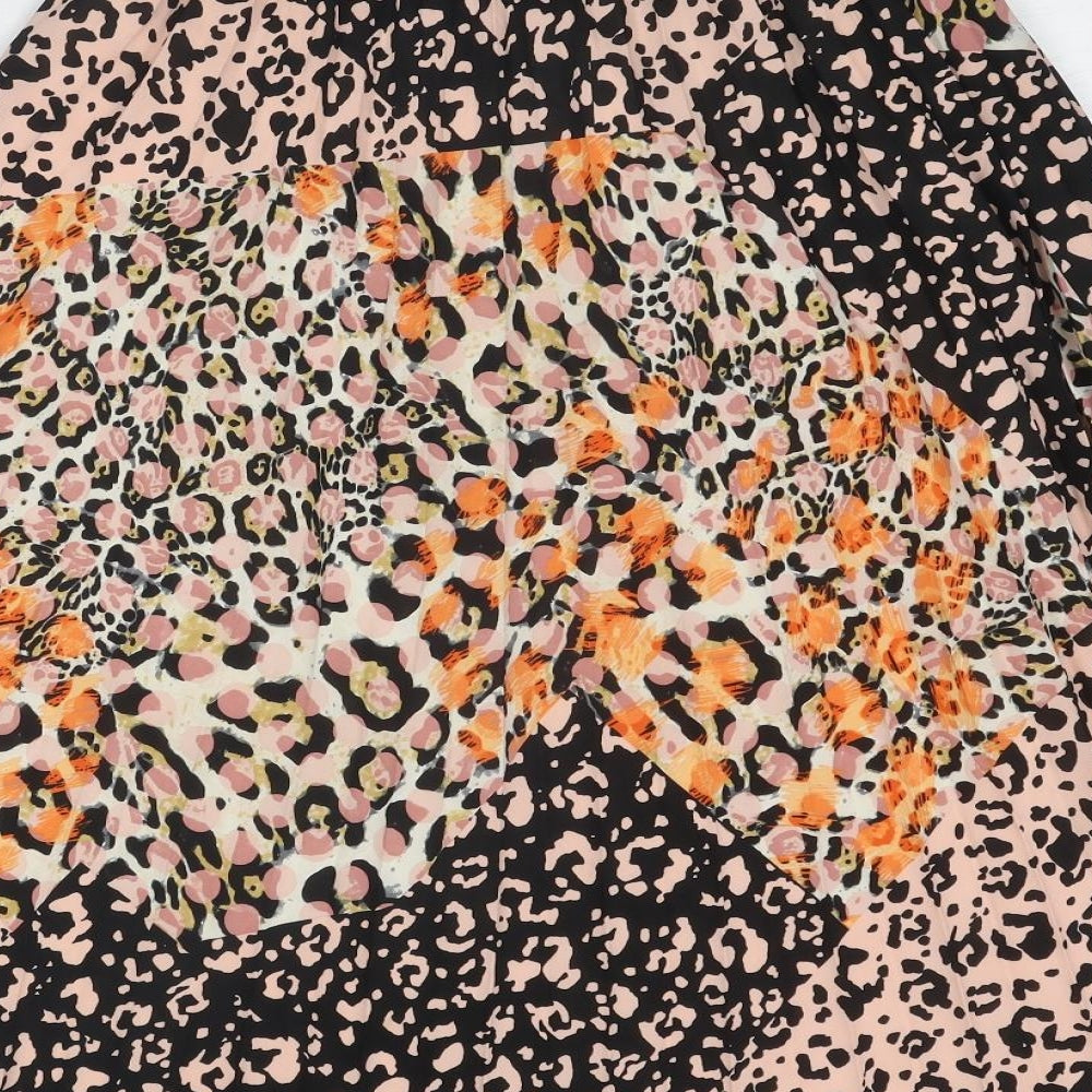Marks and Spencer Womens Multicoloured Animal Print Polyester Swing Skirt Size 8 - Leopard Pattern
