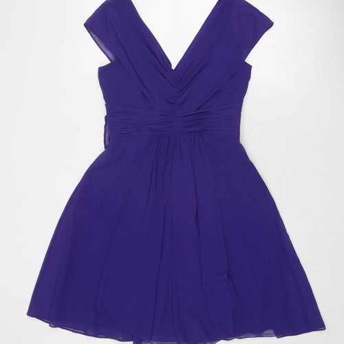 Coast Womens Purple Polyester Fit & Flare Size 10 V-Neck Zip