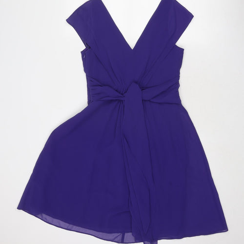 Coast Womens Purple Polyester Fit & Flare Size 10 V-Neck Zip