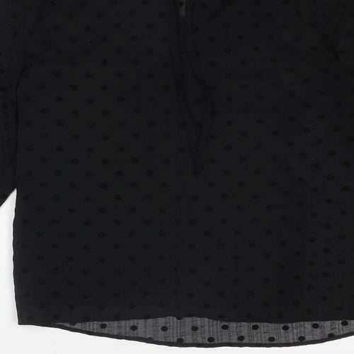 Marks and Spencer Womens Black Polka Dot Polyester Basic Blouse Size 8 Round Neck