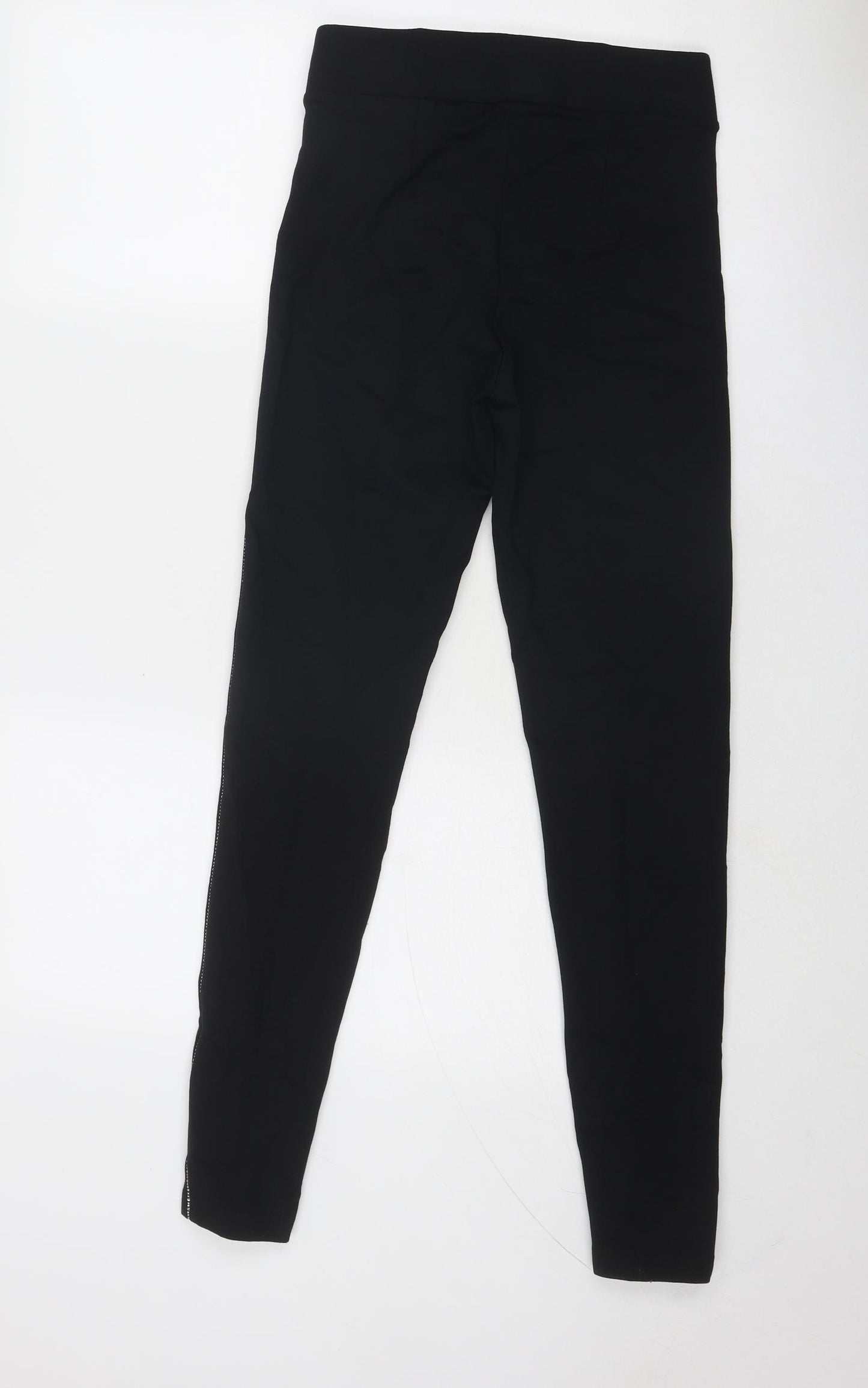 Marks and Spencer Womens Black Viscose Capri Leggings Size 8 - Side Stripe Detail