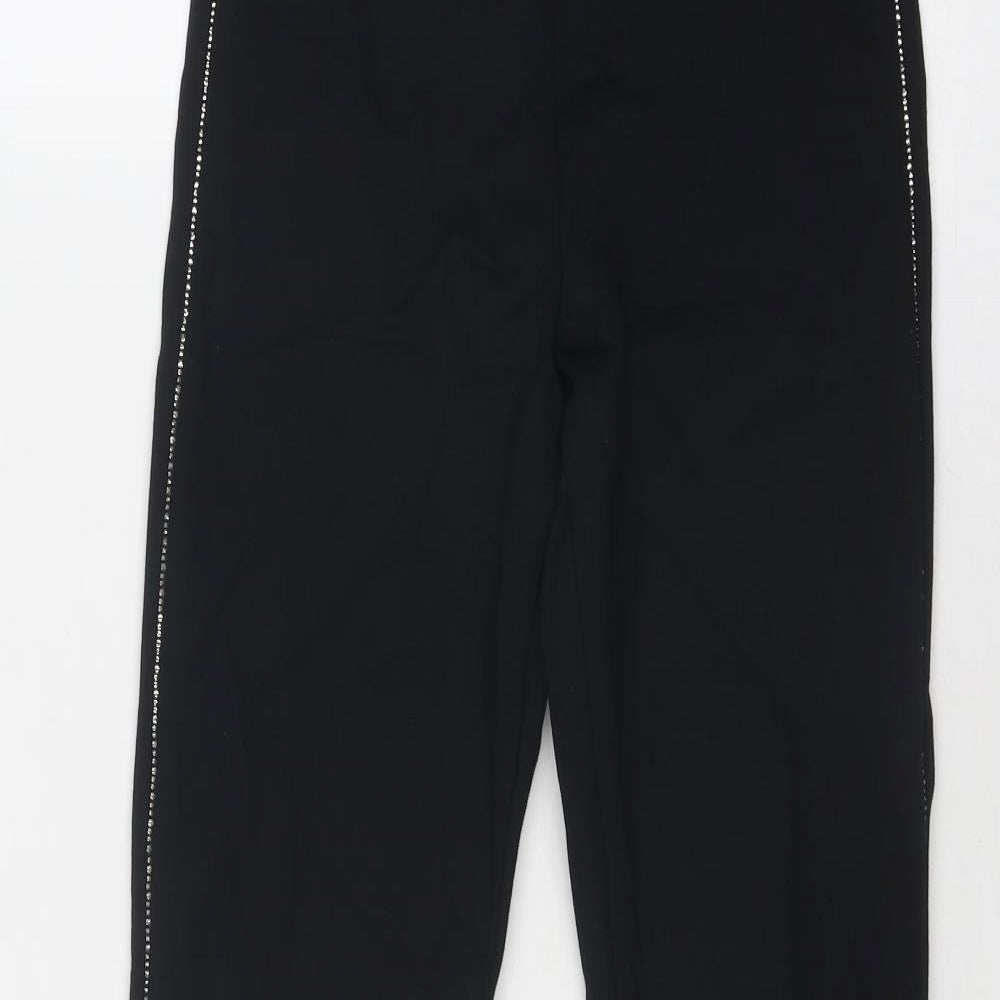 Marks and Spencer Womens Black Viscose Capri Leggings Size 8 - Side Stripe Detail
