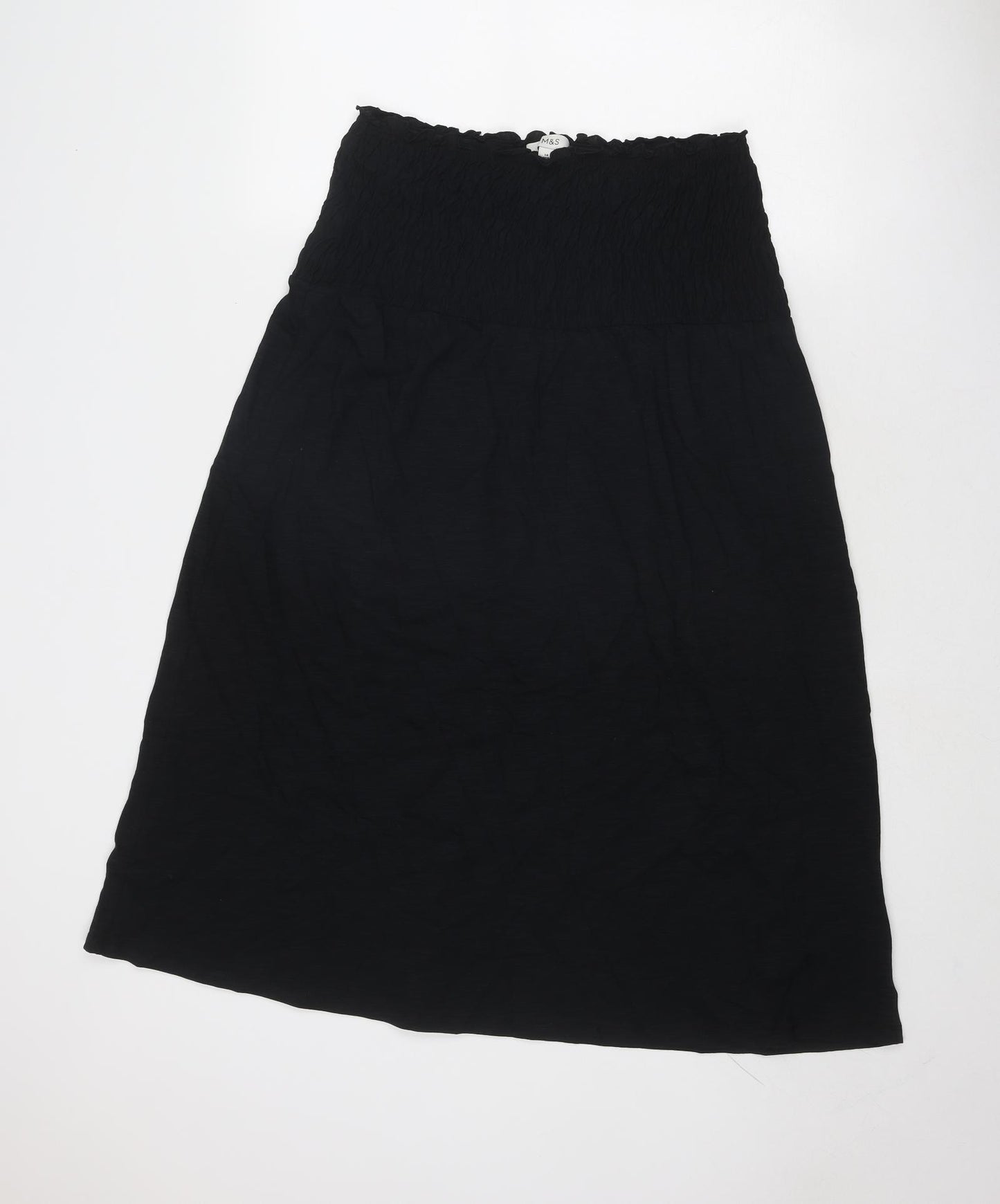 Marks and Spencer Womens Black Cotton Swing Skirt Size 14