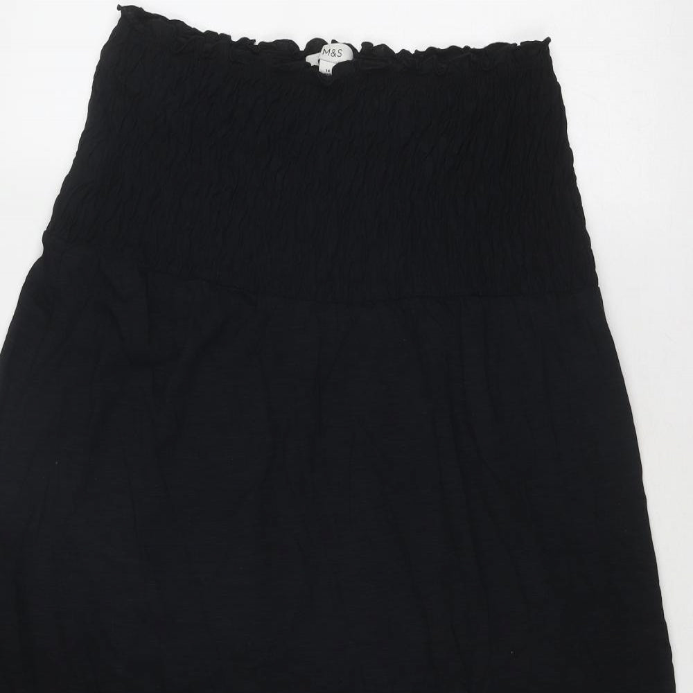 Marks and Spencer Womens Black Cotton Swing Skirt Size 14