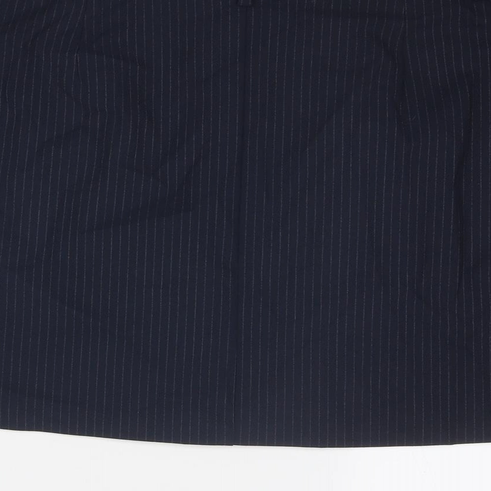 Marks and Spencer Womens Blue Striped Polyester A-Line Skirt Size 16 Zip