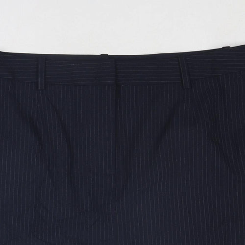 Marks and Spencer Womens Blue Striped Polyester A-Line Skirt Size 18 Zip