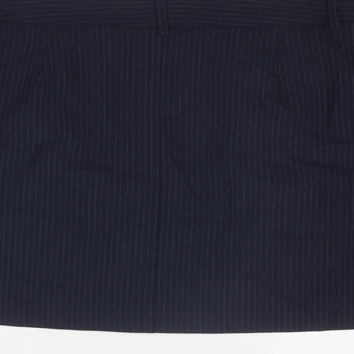 Marks and Spencer Womens Blue Striped Polyester A-Line Skirt Size 18 Zip