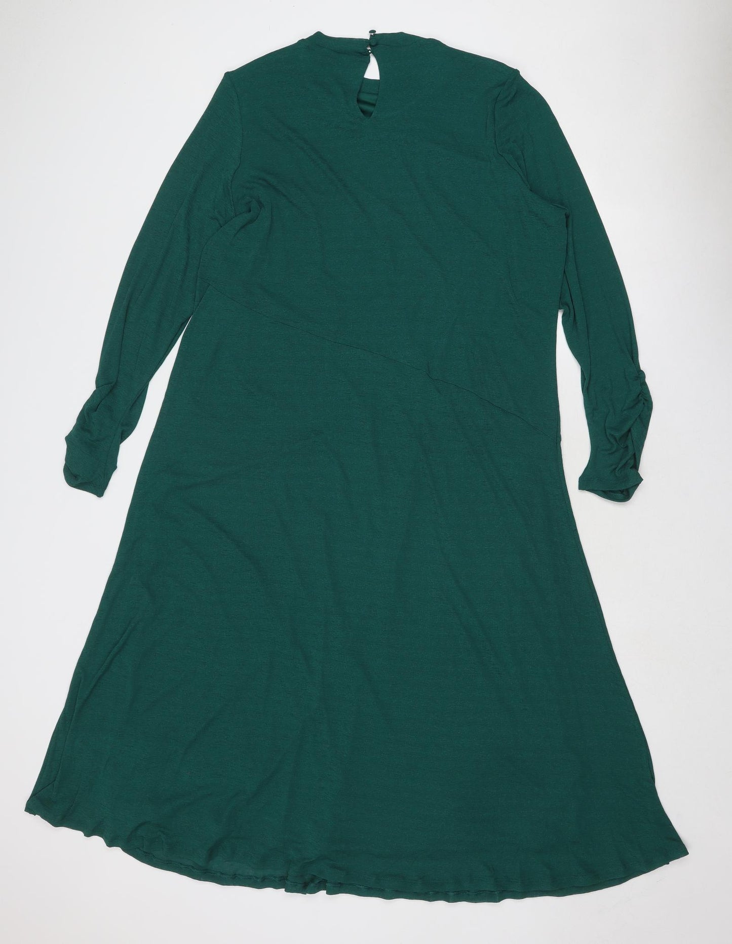 Marks and Spencer Womens Green Polyester Trapeze & Swing Size 22 Round Neck Button