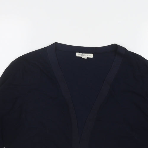 Monsoon Womens Blue V-Neck Viscose Cardigan Jumper Size M