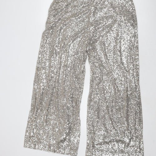 Marks and Spencer Womens Silver Polyester Trousers Size 16 Regular