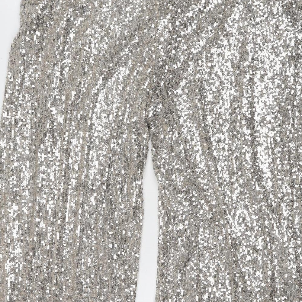 Marks and Spencer Womens Silver Polyester Trousers Size 16 Regular