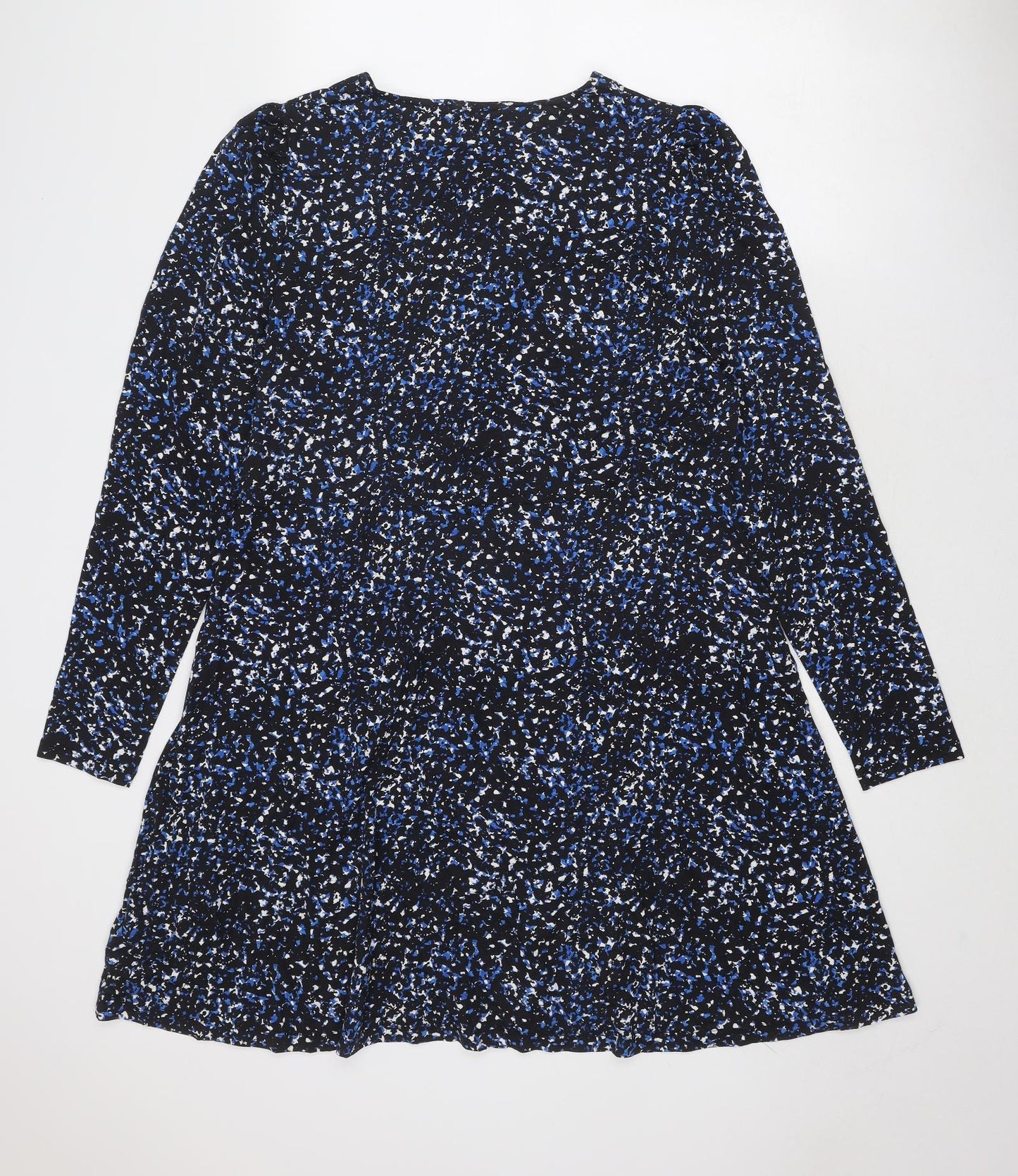 Marks and Spencer Womens Blue Geometric Viscose Trapeze & Swing Size 20 Round Neck Pullover