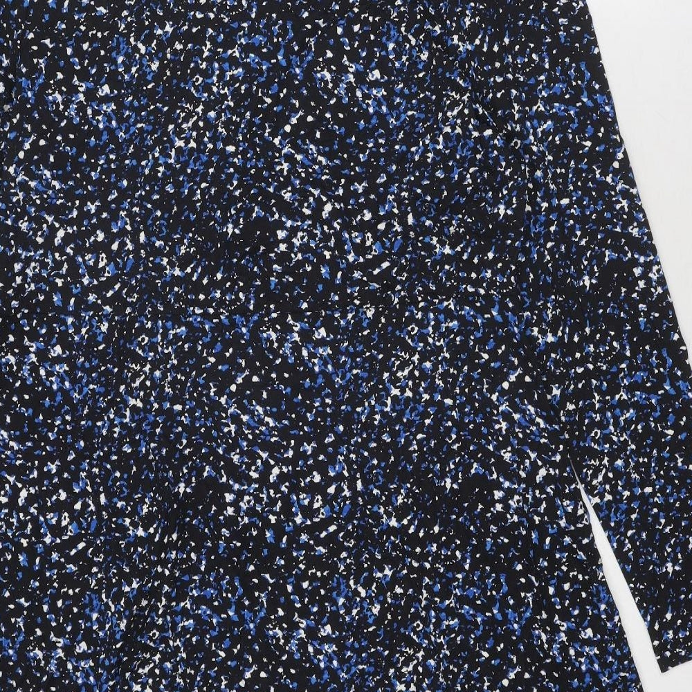 Marks and Spencer Womens Blue Geometric Viscose Trapeze & Swing Size 20 Round Neck Pullover
