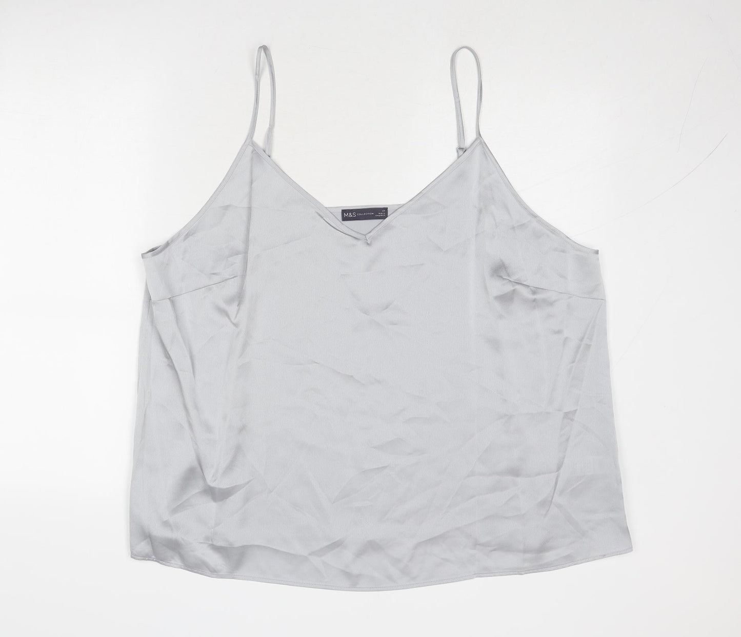 Marks and Spencer Womens Grey Polyester Camisole Tank Size 24 V-Neck
