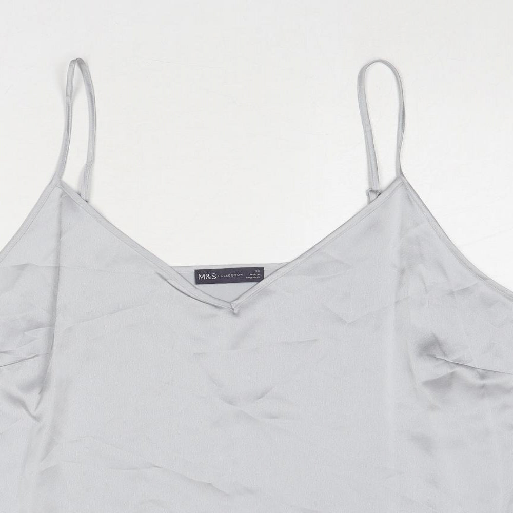 Marks and Spencer Womens Grey Polyester Camisole Tank Size 24 V-Neck