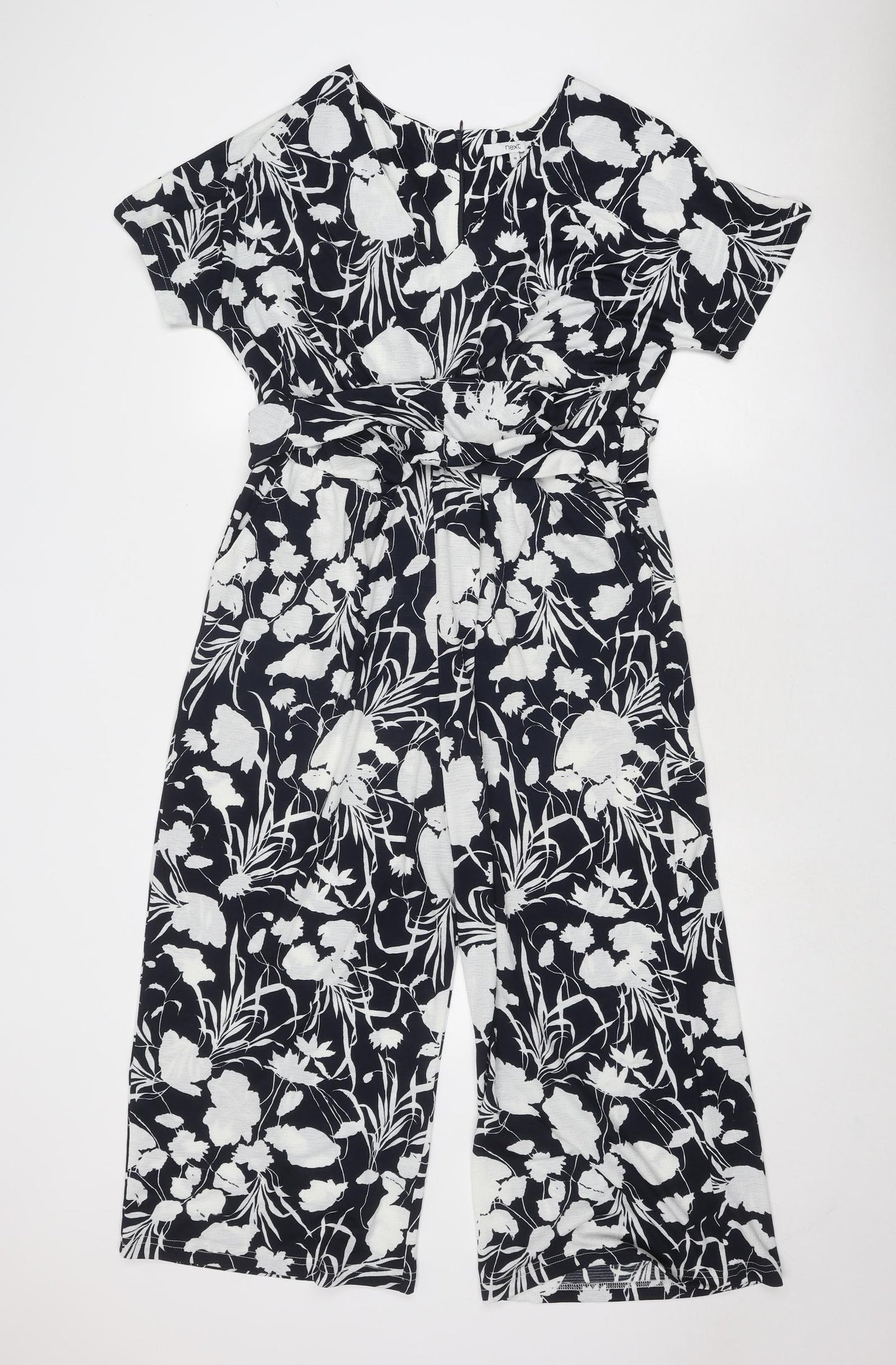 NEXT Womens Blue Floral Polyester Jumpsuit One-Piece Size 14 Pullover