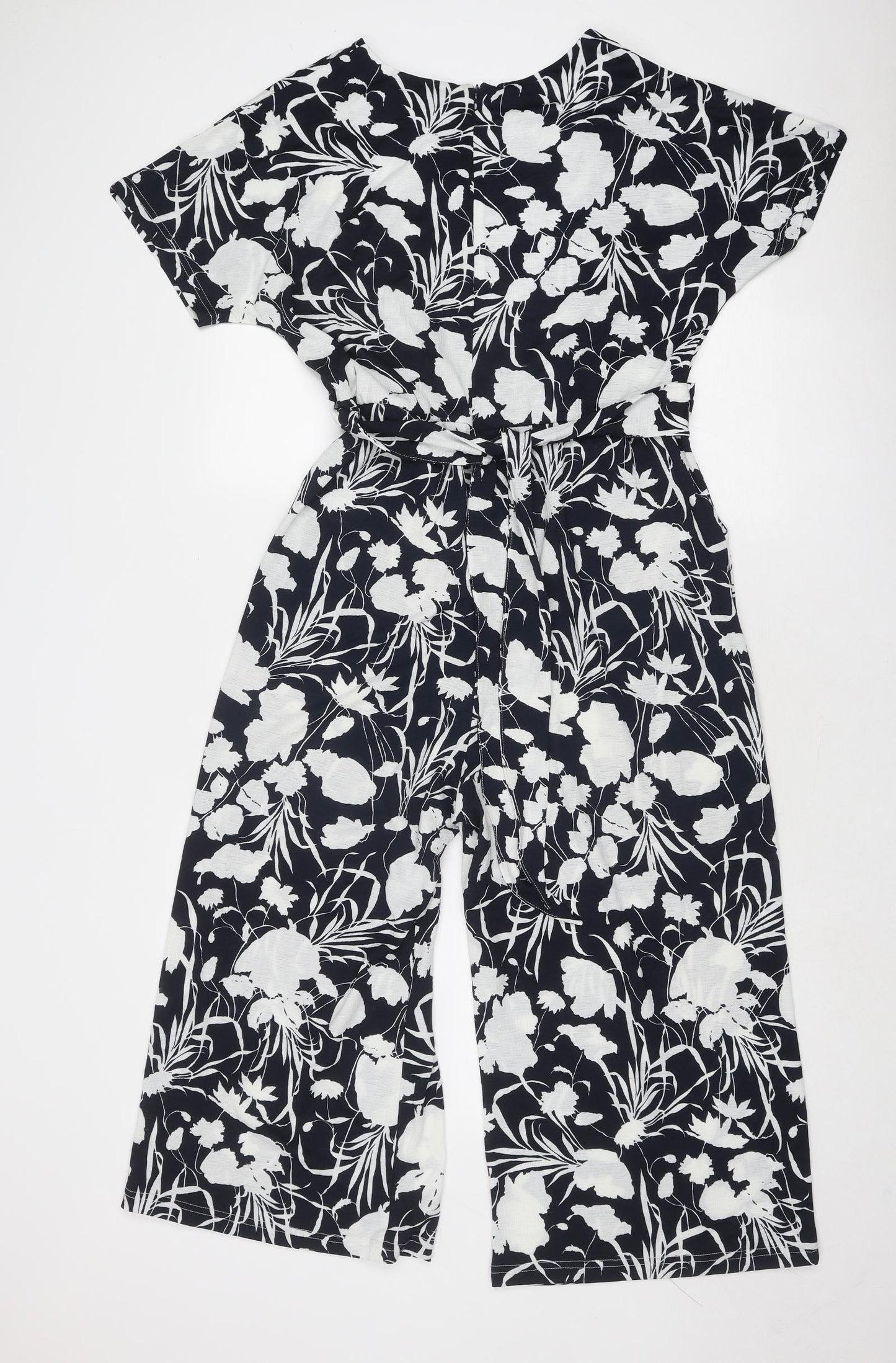 NEXT Womens Blue Floral Polyester Jumpsuit One-Piece Size 14 Pullover