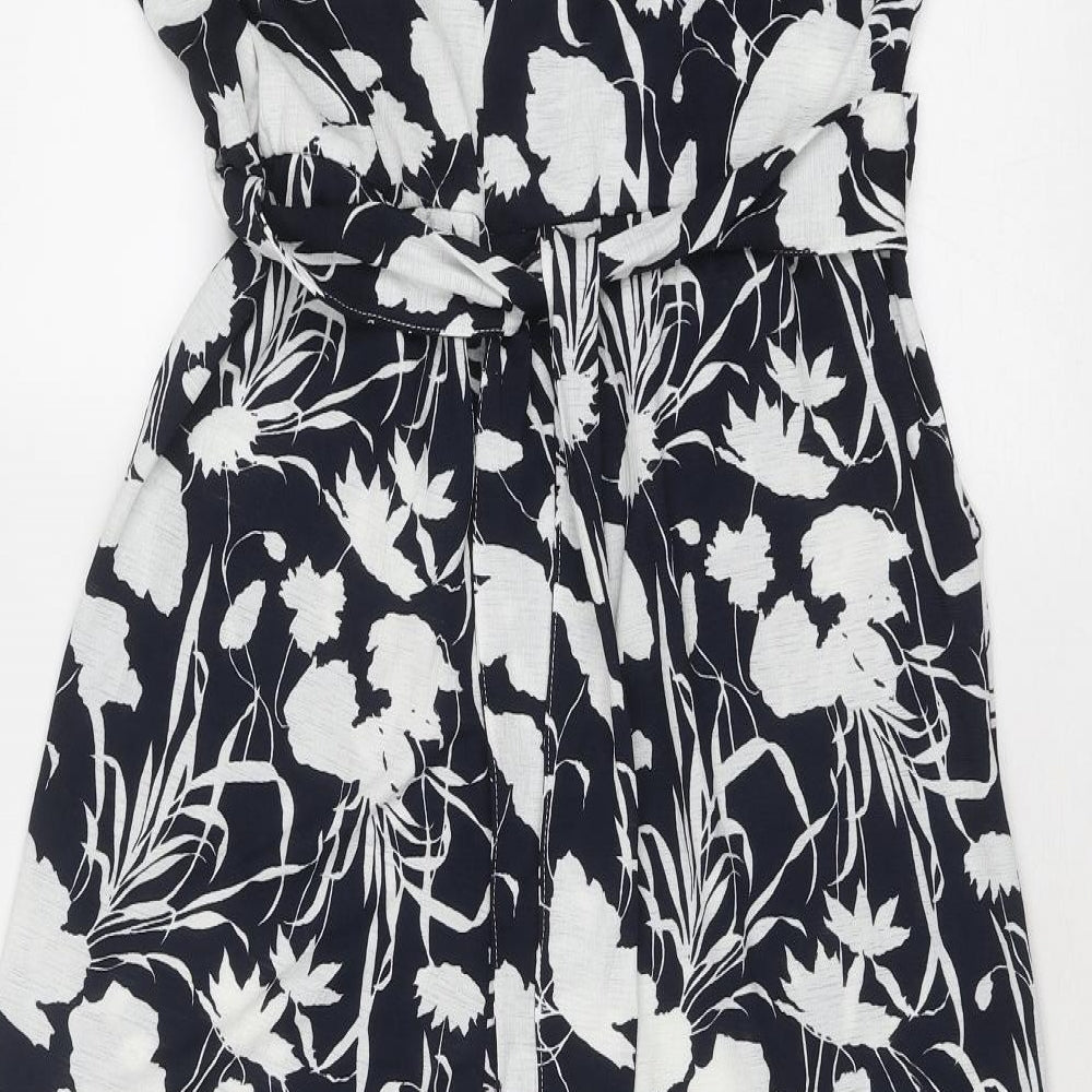 NEXT Womens Blue Floral Polyester Jumpsuit One-Piece Size 14 Pullover