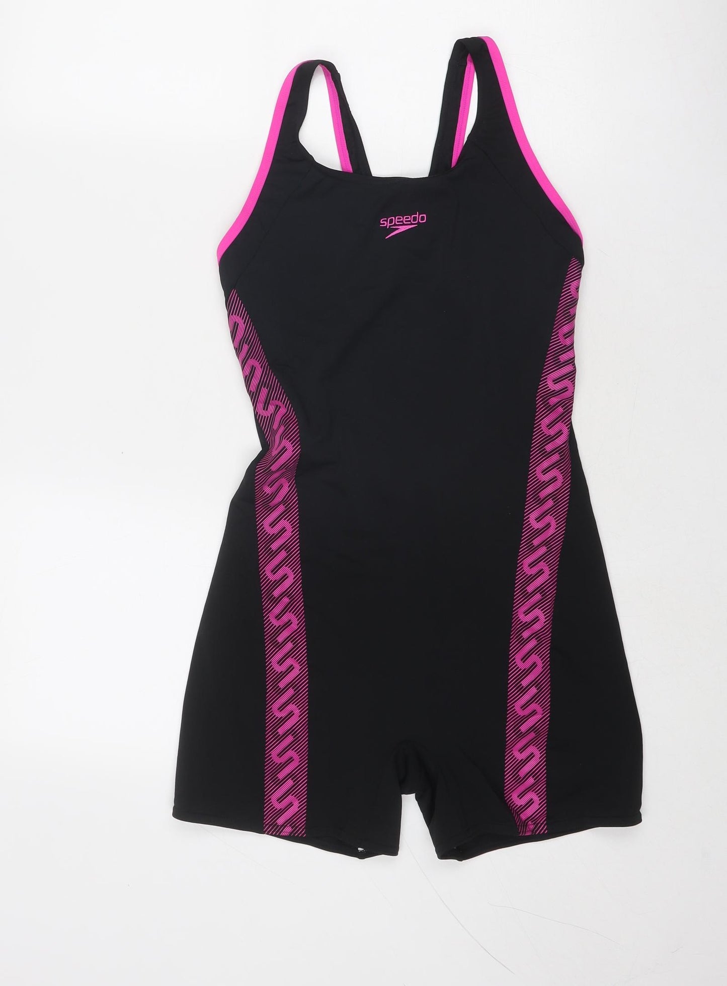 Speedo Womens Black Polyester One Piece Size 14
