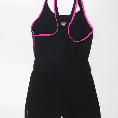 Speedo Womens Black Polyester One Piece Size 14