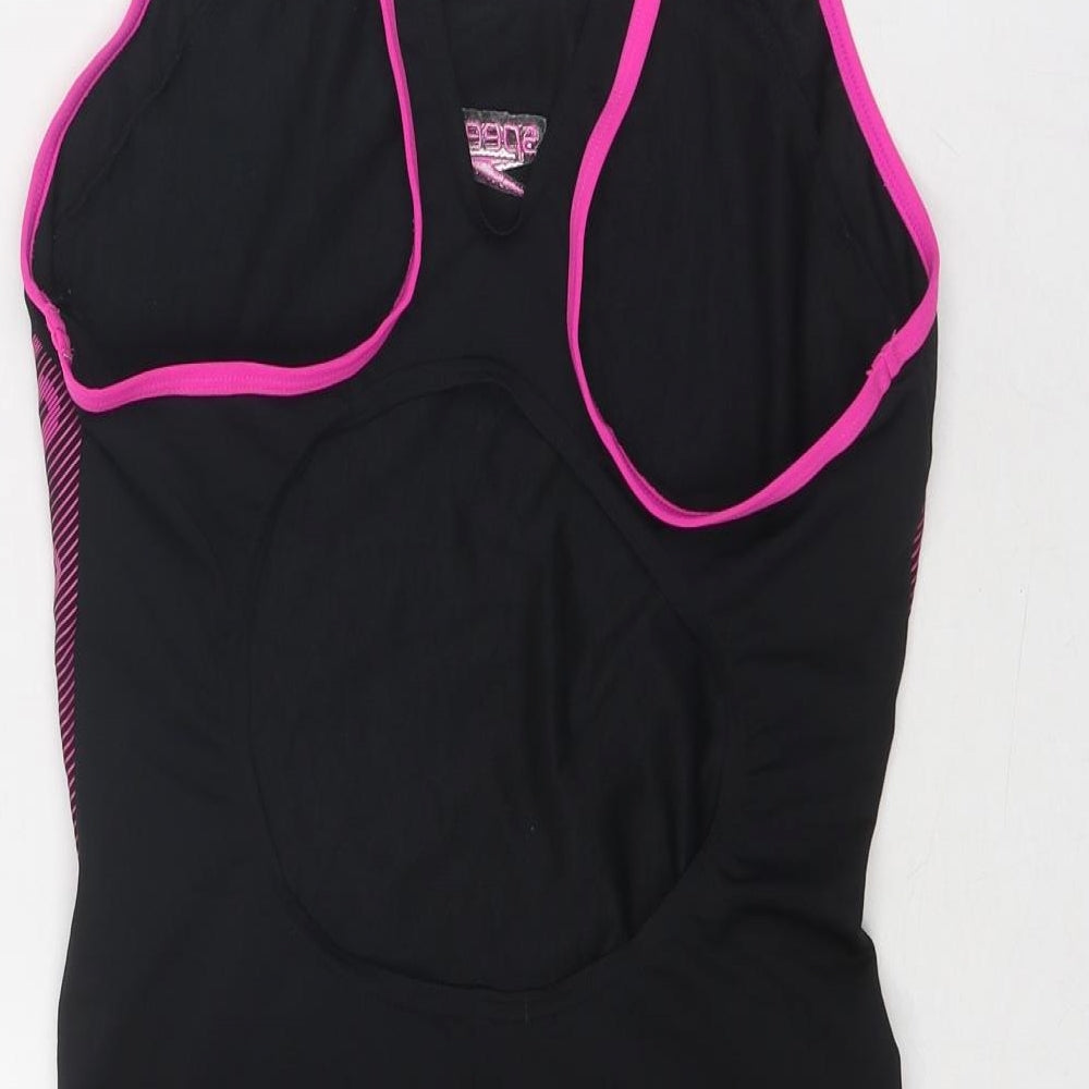 Speedo Womens Black Polyester One Piece Size 14