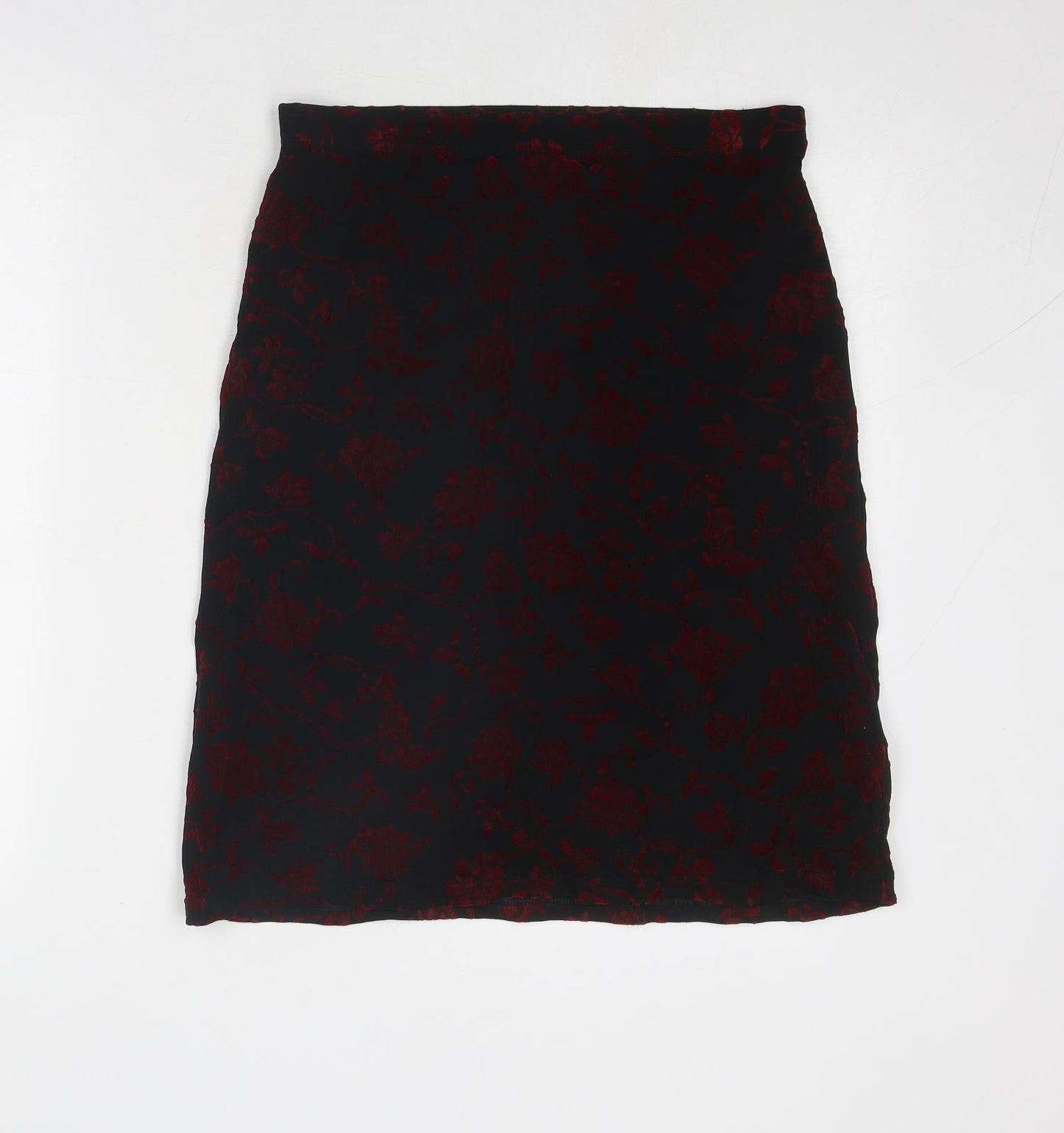 Monsoon Womens Black Floral Nylon A-Line Skirt Size 12