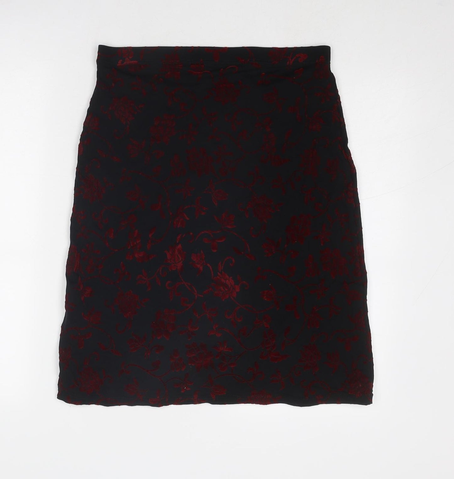 Monsoon Womens Black Floral Nylon A-Line Skirt Size 12
