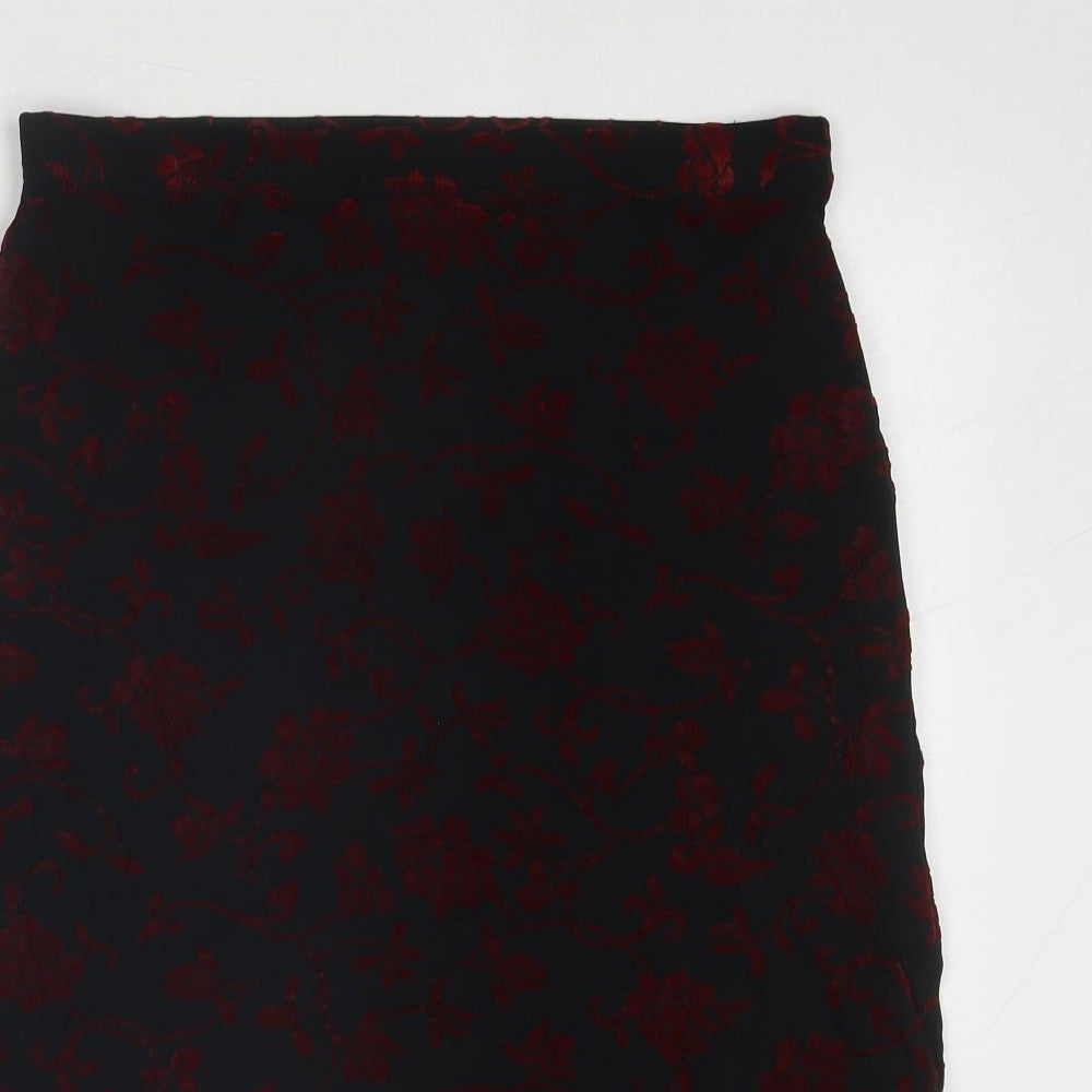 Monsoon Womens Black Floral Nylon A-Line Skirt Size 12