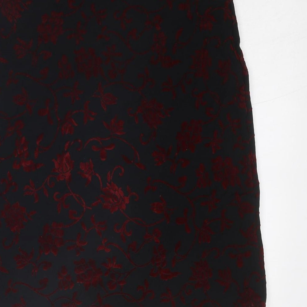 Monsoon Womens Black Floral Nylon A-Line Skirt Size 12