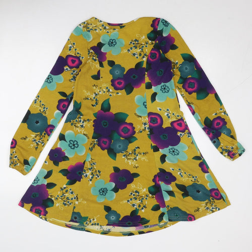 Indulgence Womens Multicoloured Floral Wool Trapeze & Swing Size S Round Neck Pullover - Size S-M