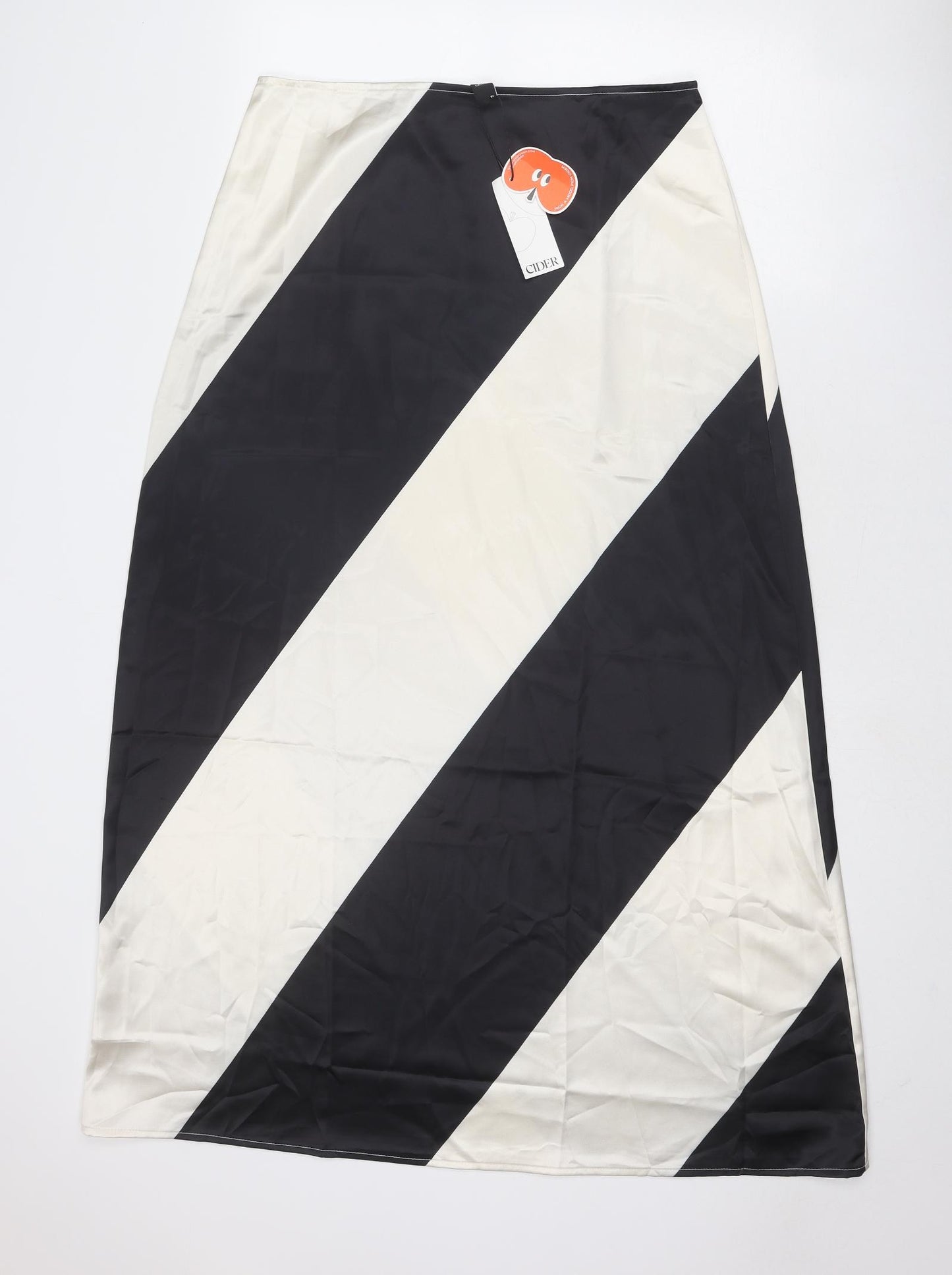 CIDER Womens Black Geometric Polyester A-Line Skirt Size XL Zip - Colourblock