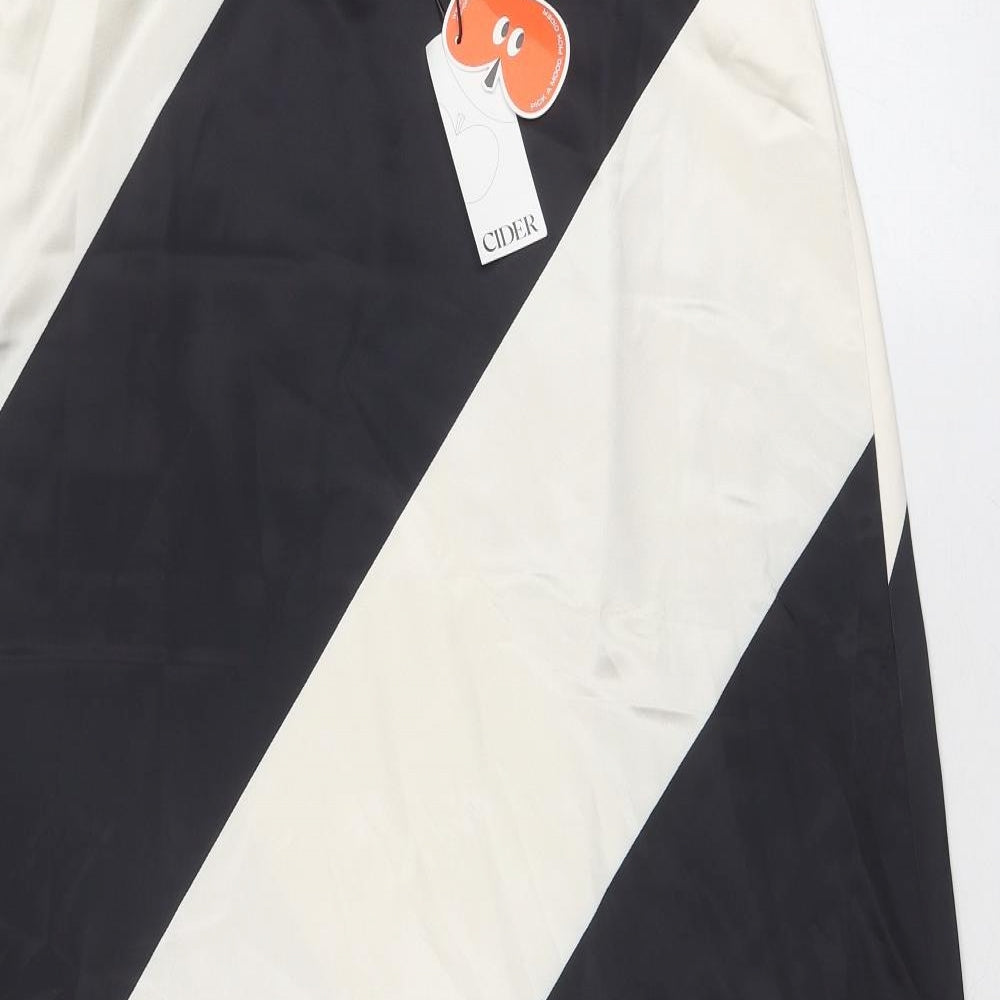 CIDER Womens Black Geometric Polyester A-Line Skirt Size XL Zip - Colourblock