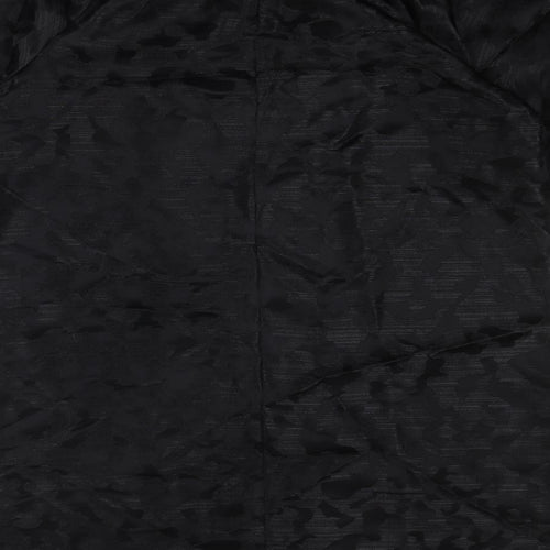 Marks and Spencer Womens Black Geometric Polyester A-Line Size 14 Round Neck Button