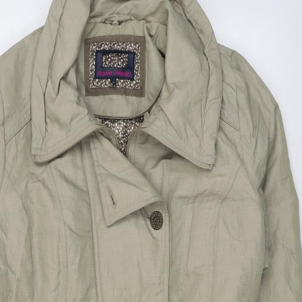 Shower Resistant Womens Beige Trench Coat Coat Size XL Zip