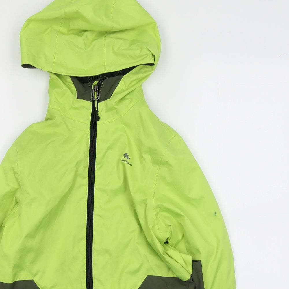 Quechua Boys Green Colourblock Windbreaker Jacket Size 12 Years Zip