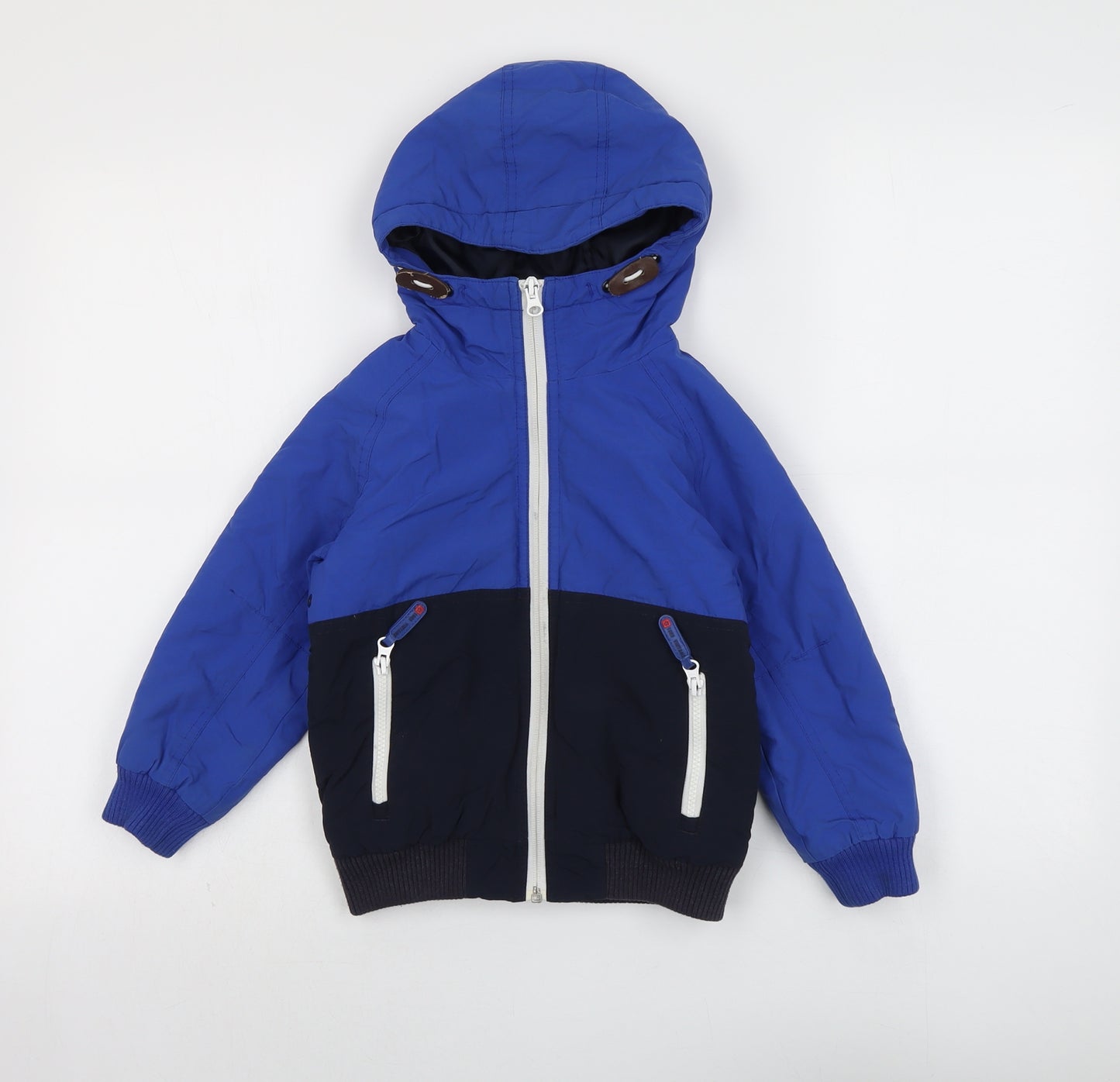 NEXT Boys Blue Colourblock Windbreaker Jacket Size 4 Years Snap
