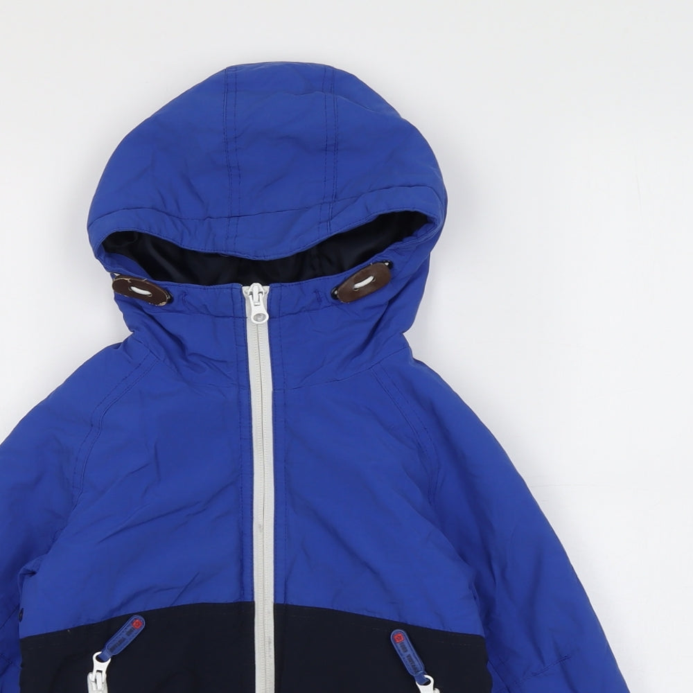 NEXT Boys Blue Colourblock Windbreaker Jacket Size 4 Years Snap