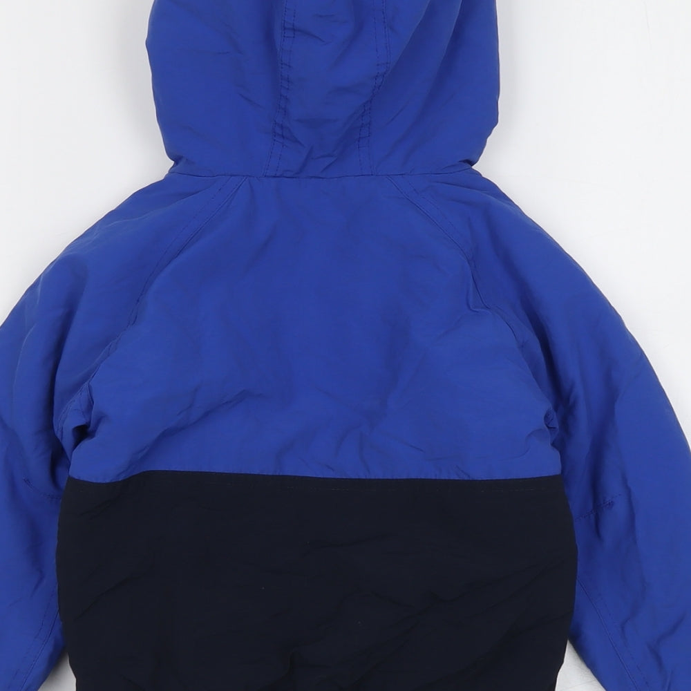 NEXT Boys Blue Colourblock Windbreaker Jacket Size 4 Years Snap