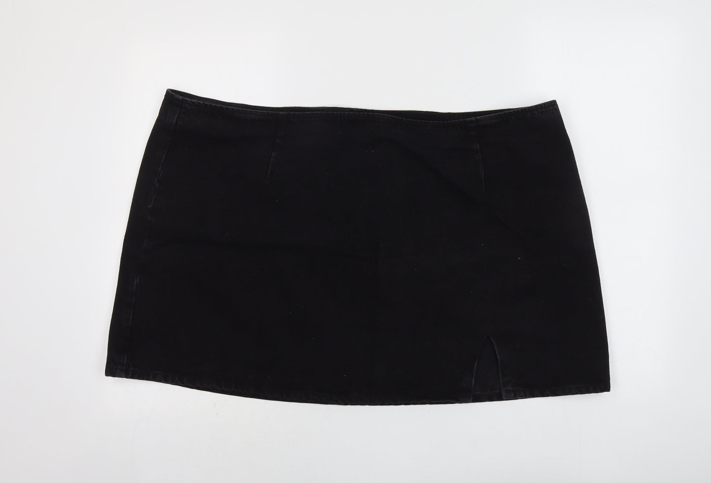 ASOS Womens Black Cotton Mini Skirt Size 26 Zip